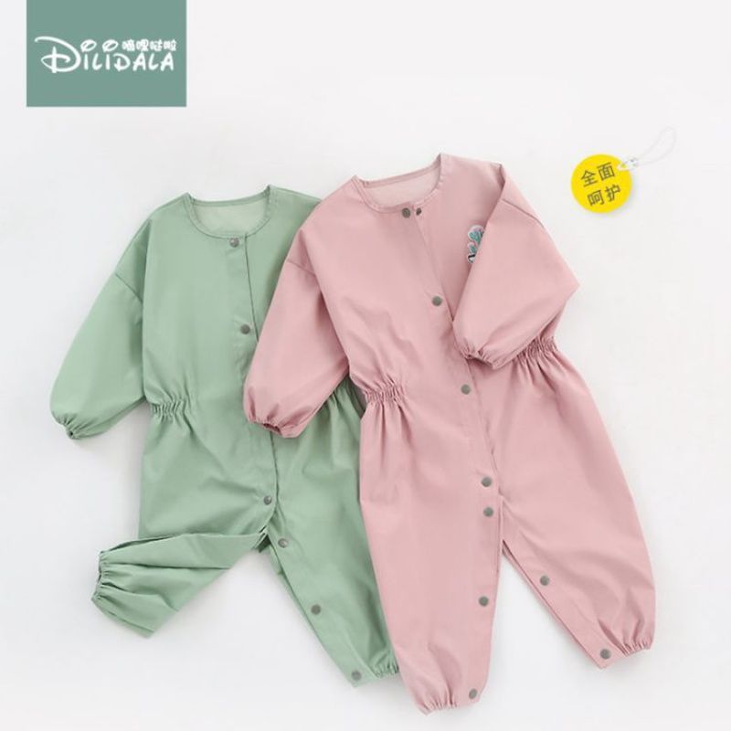 Children's one-piece coverall kindergarten supplementary food waterproof and anti-dirty baby eating bib anti-clothing baby crawling clothes