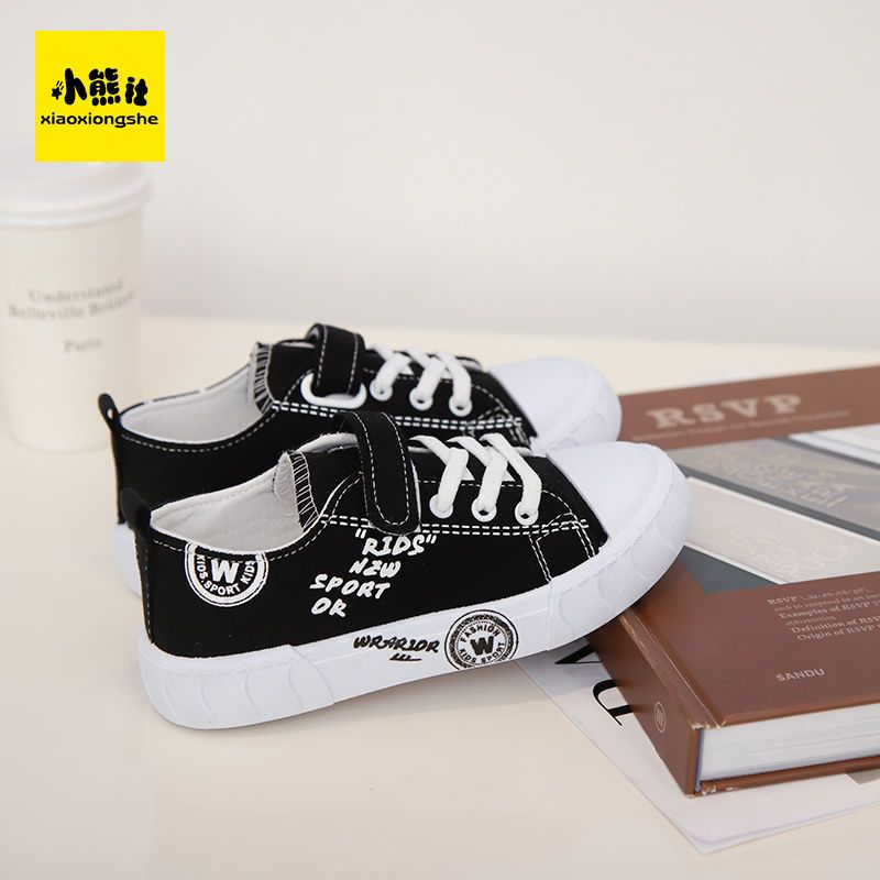 儿童帆布鞋一脚蹬男童鞋2021春季新款耐磨透气软底女童鞋子运动鞋