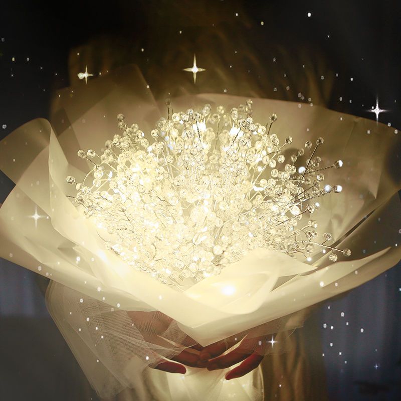 创意满天星灯串珠花束装饰摆件手工diy材料送女生朋友礼物教师节