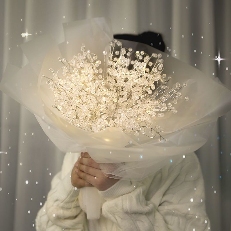 创意满天星灯串珠花束装饰摆件手工diy材料送女生朋友礼物教师节