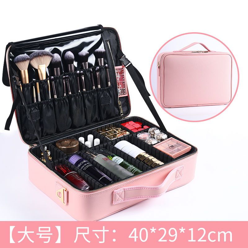 化妆品收纳包大容量便携跟妆护肤纹绣美甲化妆箱韩国可爱粉色少女