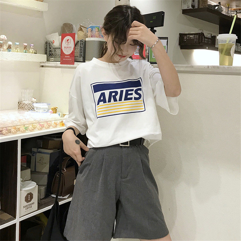Large size women's short-sleeved t-shirt women's summer 300 jin loose Korean version student ulzzang Harajuku style wild ins top