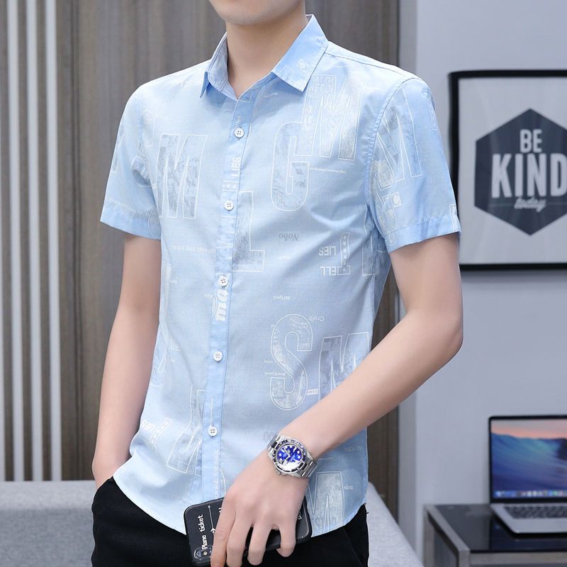 New Arrival Short-sleeved Shirt Men  Summer Korean Trendy Plaid Shirt Men's Jacket with Pocket Youth Inch Shirt