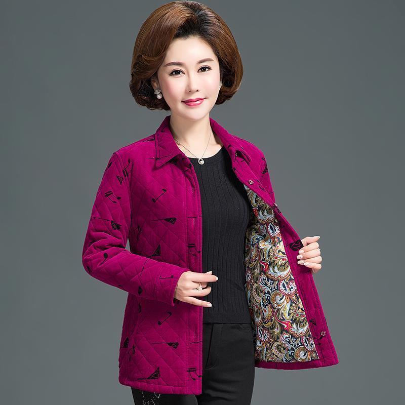 妈妈春装薄棉衣60岁中老年人奶奶装夹棉上衣秋冬季中老年女装棉服