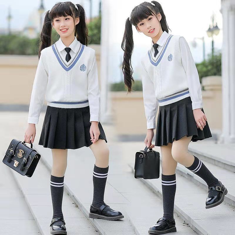 女童长袖白衬衫洋气中大童校园款纯棉白色衬衣儿童女孩小学生校服