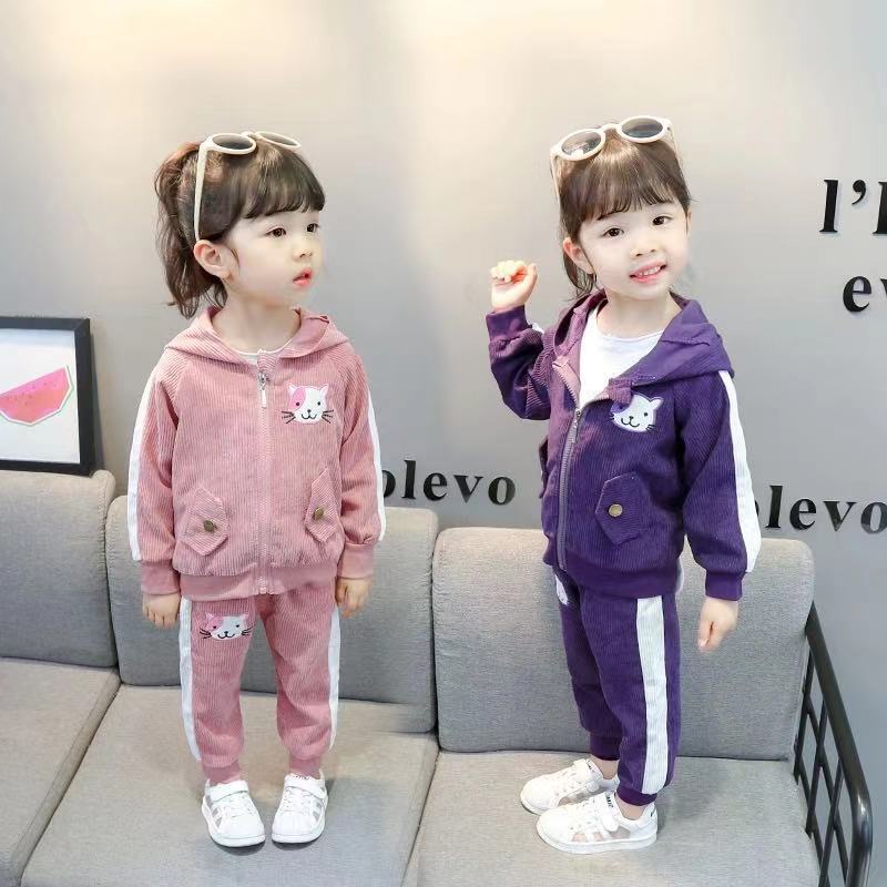 Children's suit girl boy baby spring suit 2022 new 0-4 years old spring casual foreign style corduroy two-piece set