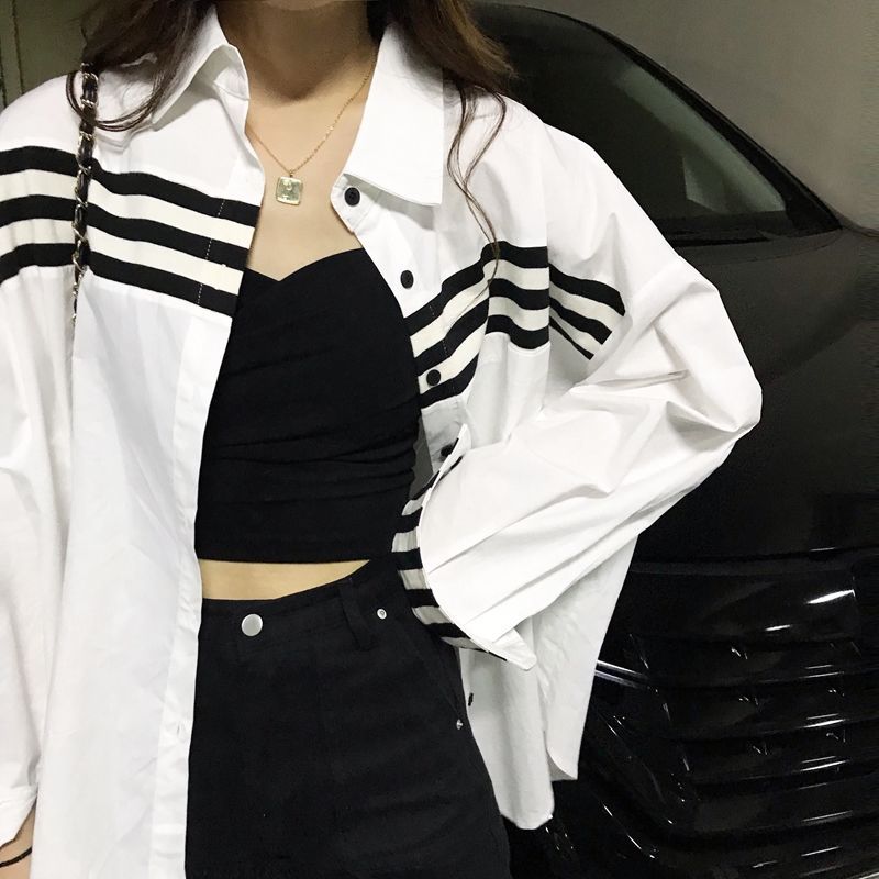  Summer Thin Korean Version Sunscreen Shirt Jacket Female Student Mid-length Long-sleeved Shirt Loose Versatile Top