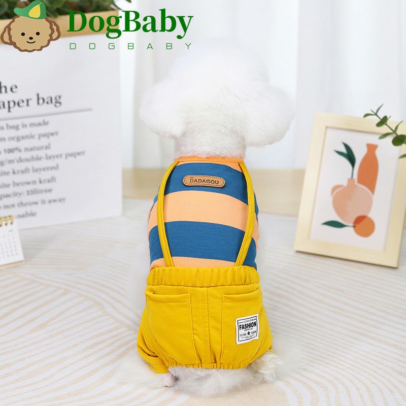 狗狗衣服春秋装薄款条纹背带裤泰迪比熊博美小型犬宠物秋季居家服