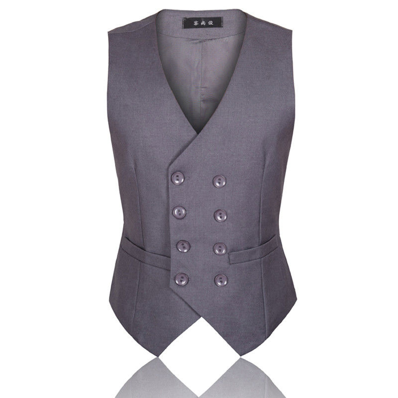 British suit vest men's four seasons vest business suit summer casual trendy double-breasted suit waistcoat slim