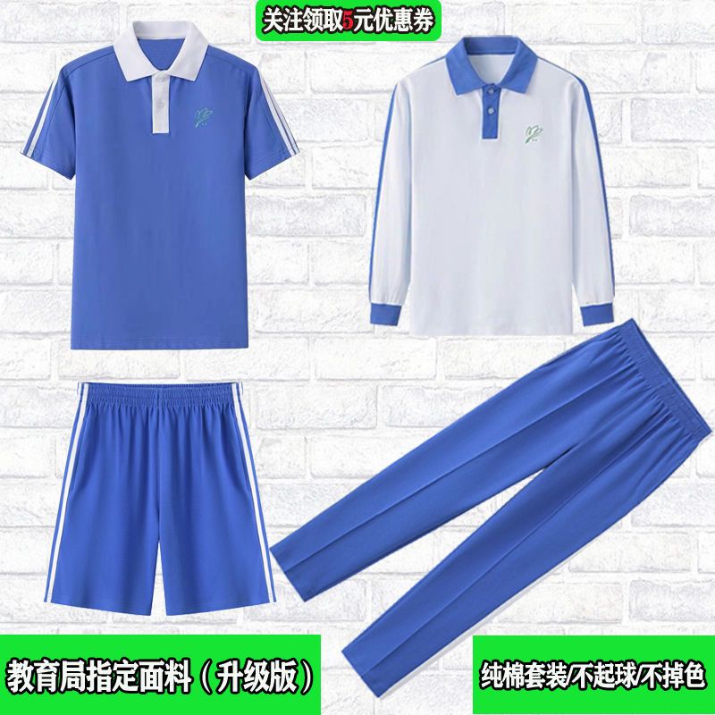 深圳小学生统一校服套装升级版纯棉长短裤子夏季男女上衣短袖正品