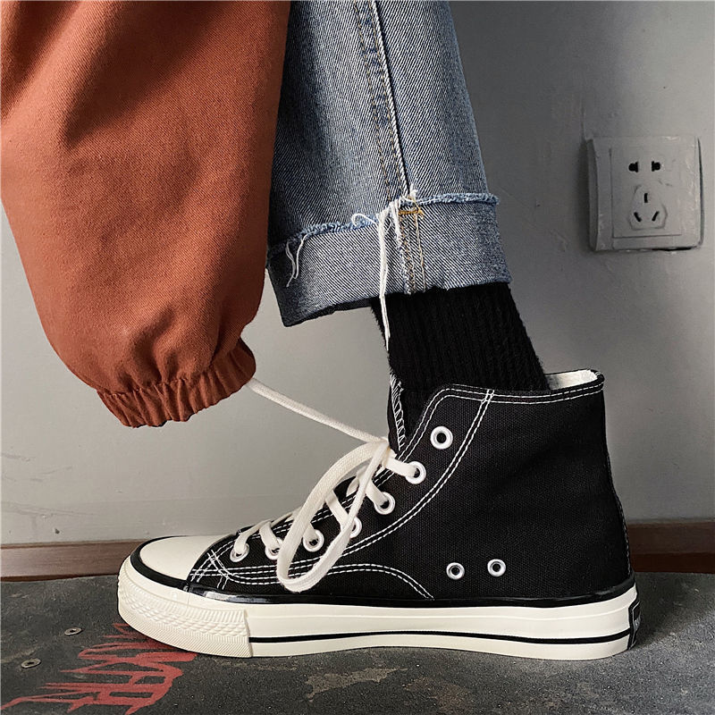 High-top canvas shoes male students Korean version 2021 trend all-match 1970s retro Hong Kong style classic casual ins sneakers