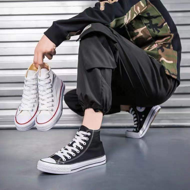 High-top canvas shoes men's Korean version trend  spring and autumn new Harajuku ulzzang retro all-match student sneakers