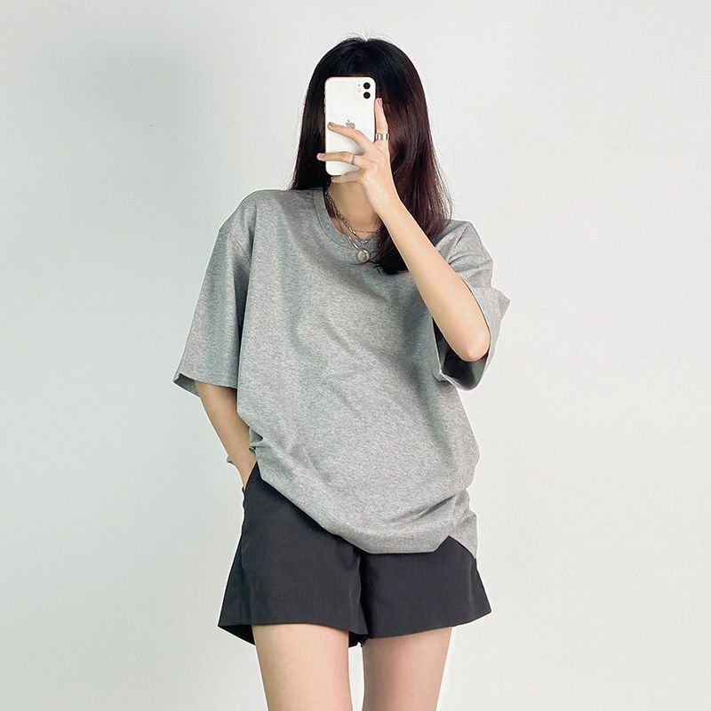 CJ 100%纯棉2020年夏季新款韩版多色T恤女短袖宽松半袖纯色上衣