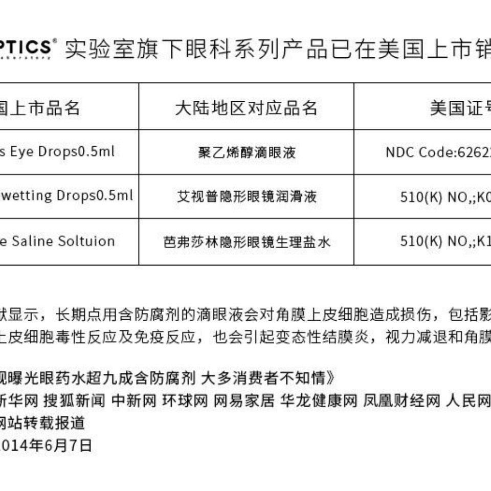 奥普铁克角膜塑形镜生理盐水rgp冲洗液台湾原装冲洗液不含防腐剂 虎窝拼