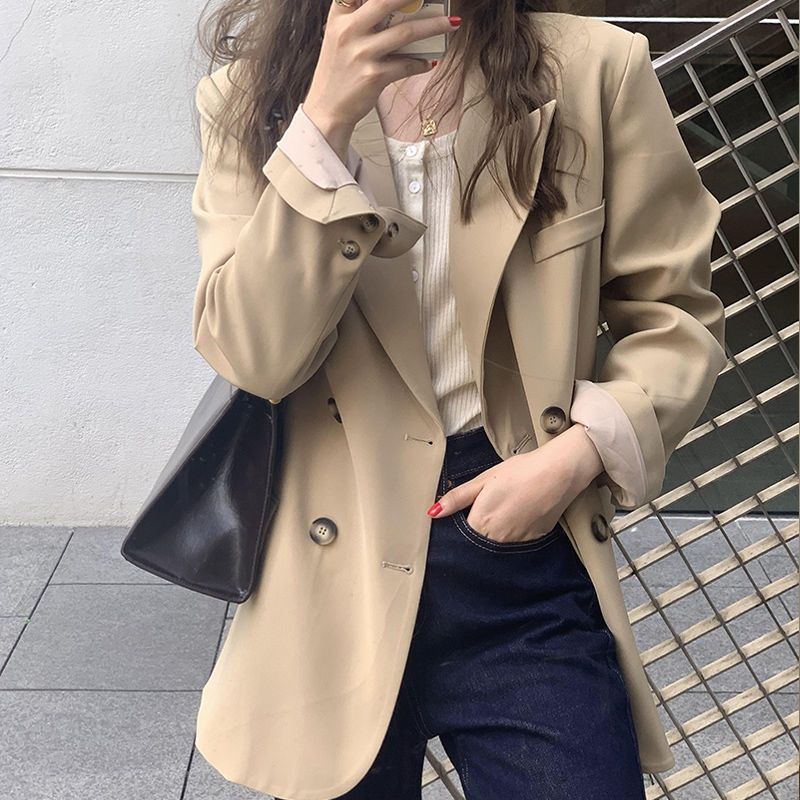 Suit jacket women's spring and autumn British style loose and thin Korean version of the all-match suit all-match top ins shoulder casual