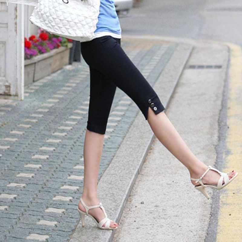 Wear high waist Leggings in summer women's elastic slim Capris women Xia Xian thin large fat mm pants women