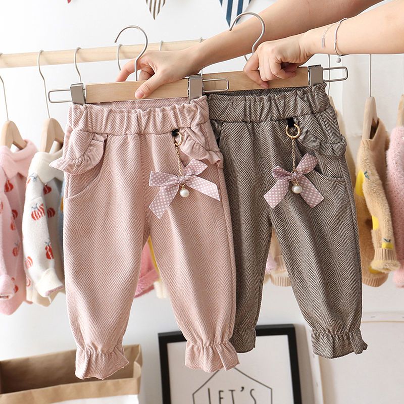 Girls' pants spring and autumn children's casual trousers autumn style trousers for baby girls 2022 online infrared wearing trousers