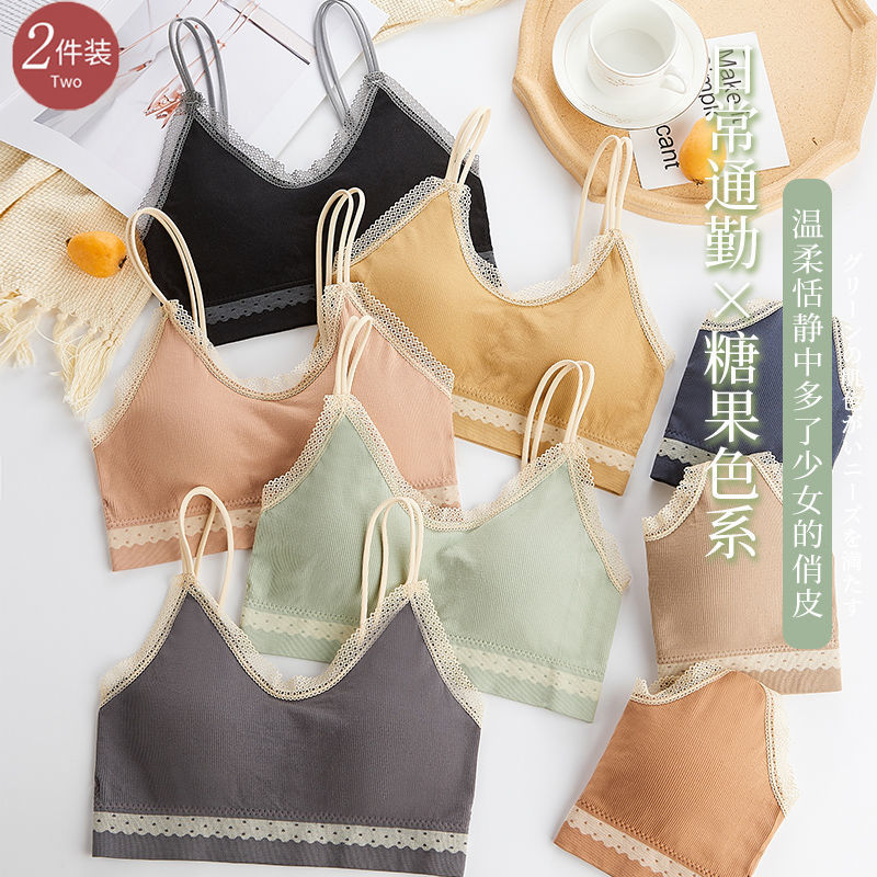 No steel ring bra beautiful back camisole sports underwear female students high school girls inner wear tube top wrapped chest