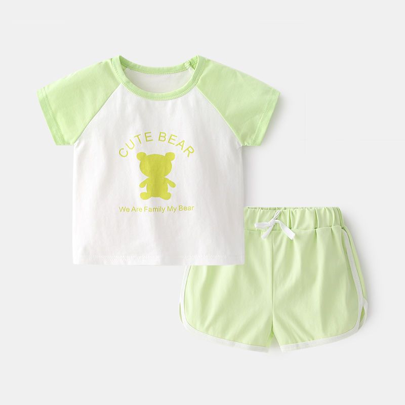 儿童夏季套装夏款韩版女童短袖短裤两件套男童家居服宝宝半袖t恤