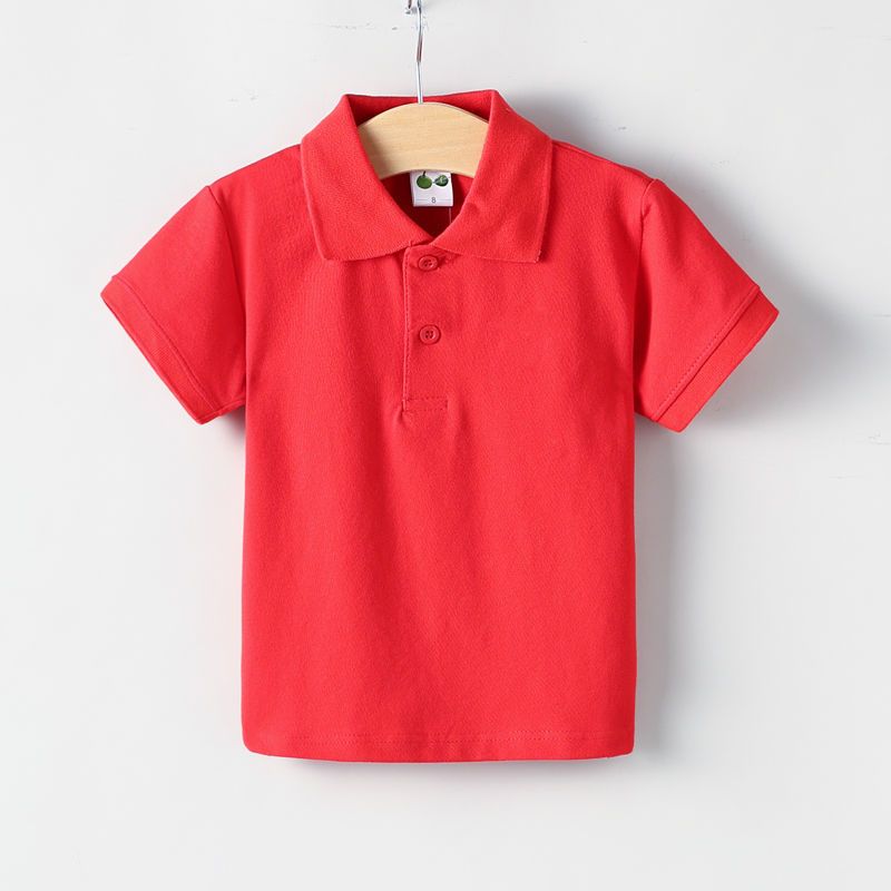 2023 new children's short-sleeved T-shirt boys' class uniform half-sleeved girls' school uniform pure cotton polo shirt summer breathable tide