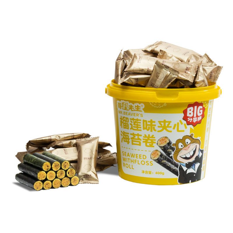 满4罐送夹心海苔 海狸先生海苔肉松卷海苔蛋卷零食100g 1罐 虎窝拼