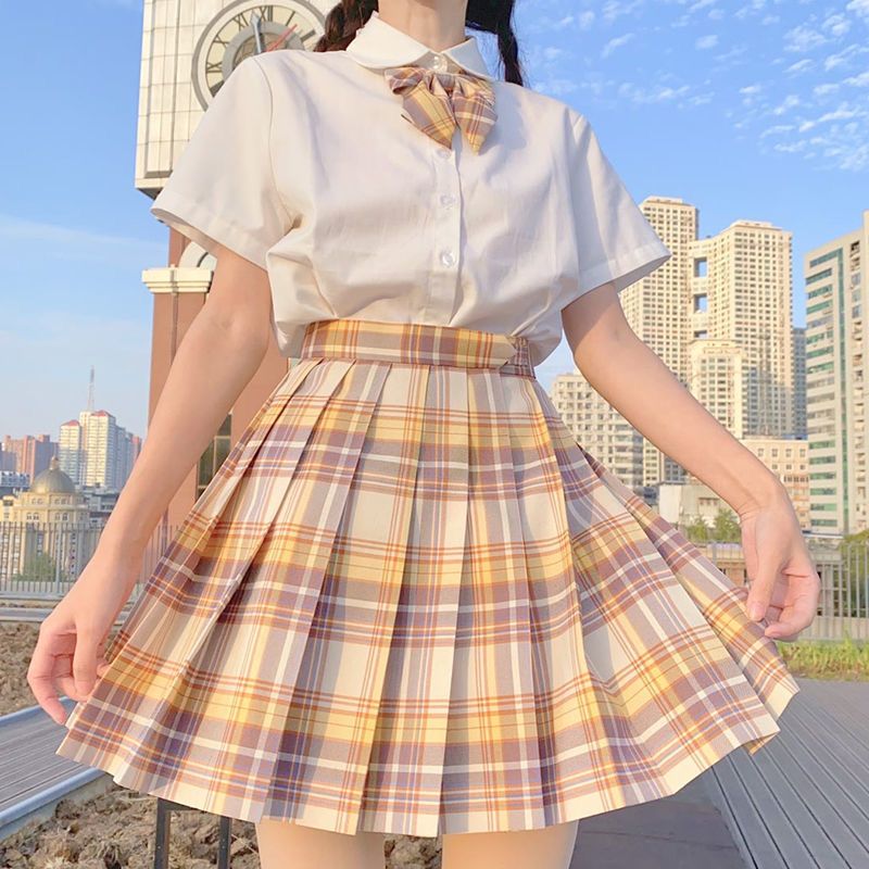 Japanese Collection genuine JK uniform full set pleated skirt fashion women's summer short skirt shirt college school uniform