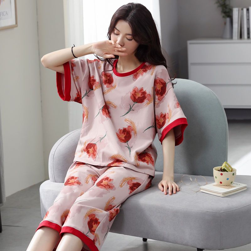 Korean version of urban women's clothing pregnant women modal pajamas Xia Jiafei plus fat mm fat man fat woman extra large size 210 catties
