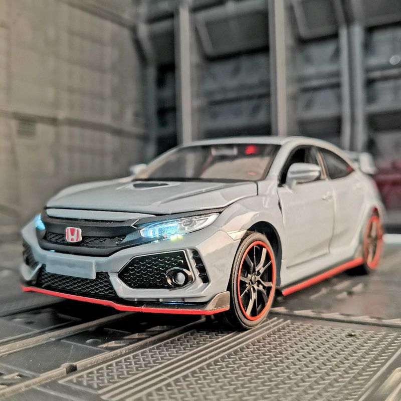 仿真红头本田思域合金车模赛车声光开门金属摆件收藏男孩生日礼物
