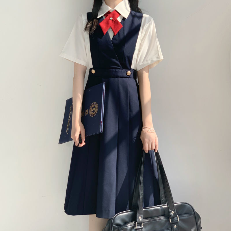 Yu Guo original basic milk skirt orthodox jk uniform vest jumpsuit student school uniform suit spring and autumn Japanese style