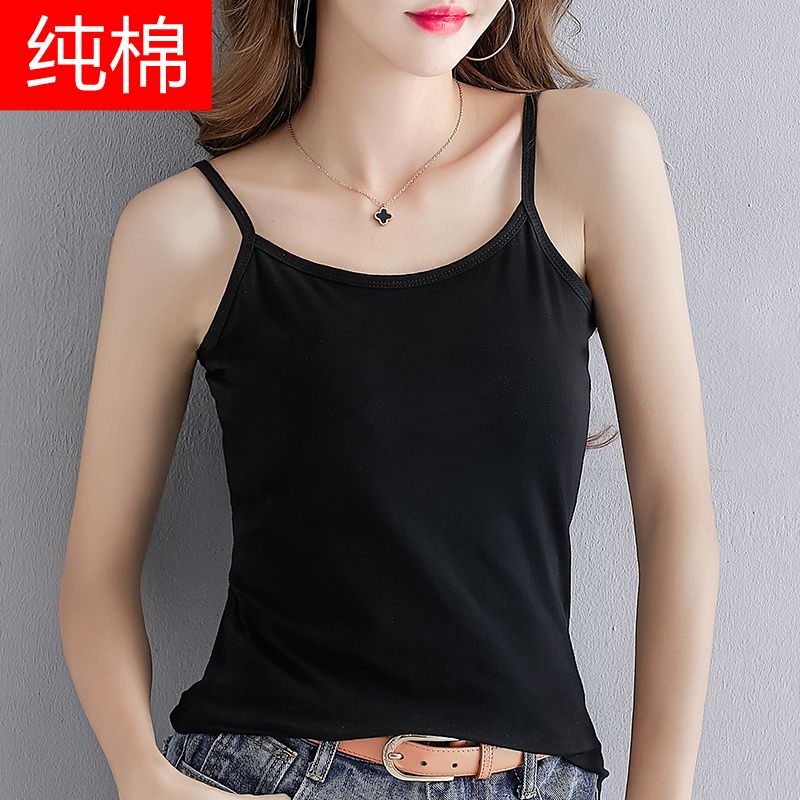 Cotton vest sling female  summer new white round neck t-shirt students sleeveless inside and outside wear bottoming shirt