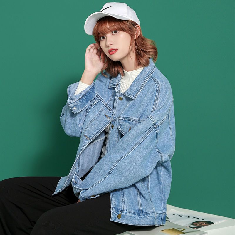 2023春秋新款韓版牛仔褂寬鬆bf風牛仔衣大碼牛仔外套女潮ins百搭