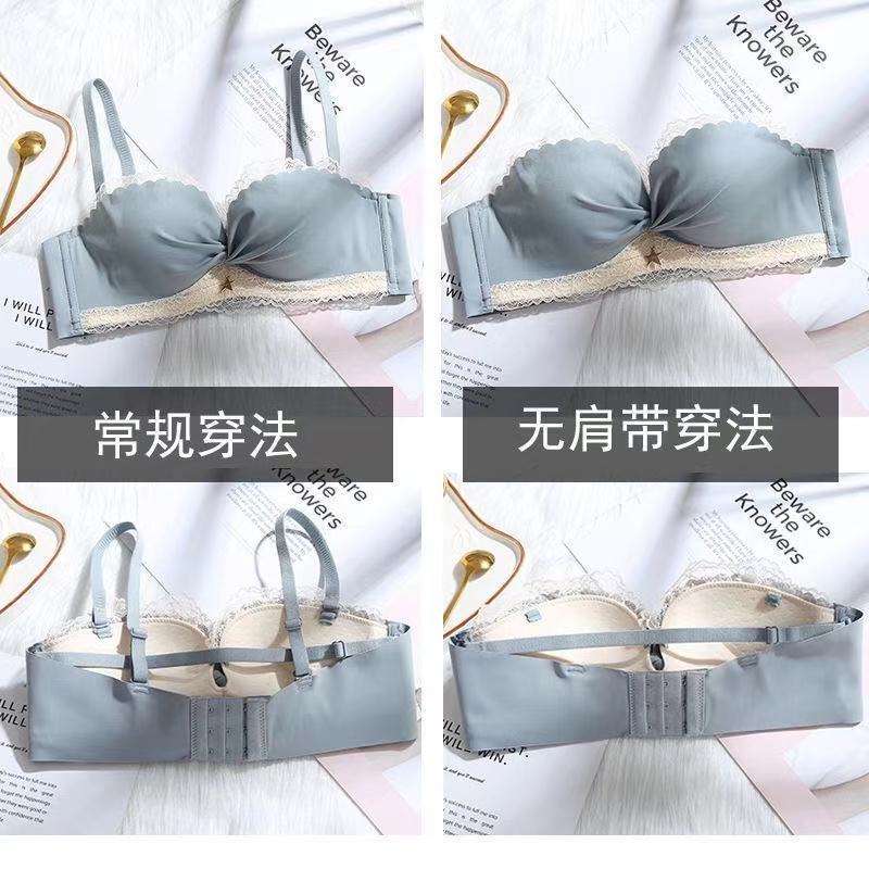 Strapless underwear female small chest gathered no steel ring non-slip adjustable sexy bra student new thin suit