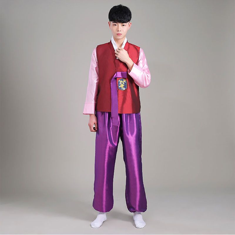 男韩服传统朝鲜服装鲜族服改良韩国古装成人大长今民族舞蹈演出服
