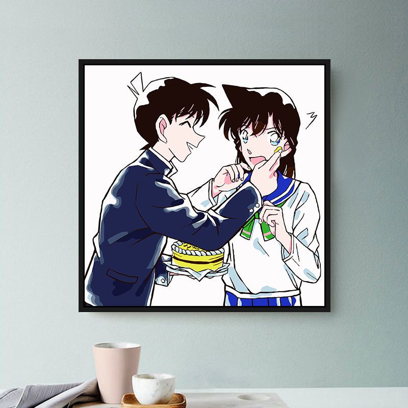 柯南数字油彩画手绘丙烯填色diy 创意礼物情侣小兰新一卧室装饰画