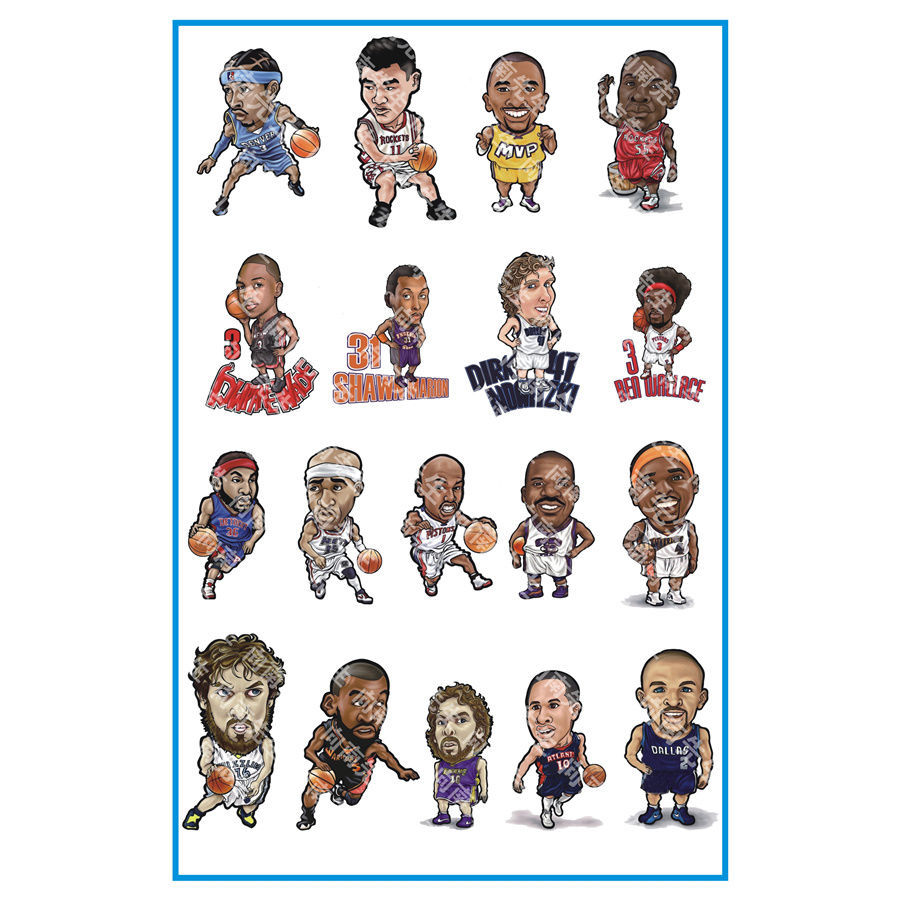 向南 q版nba纹身贴  篮球明星科比 詹姆斯 库里 麦迪欧文防水持久