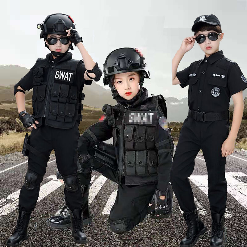 106034-儿童军衣套装男特警衣服警察服警官衣服儿童角色扮演演出服春上新-详情图