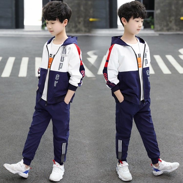 男童套装春装新款韩版中大儿童装运动男孩帅气三件套春秋款潮