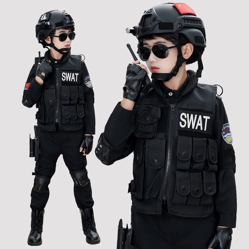 106034-儿童军衣套装男特警衣服警察服警官衣服儿童角色扮演演出服春上新-详情图