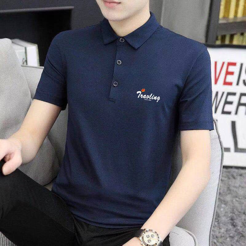 Summer men's lapel short-sleeved t-shirt middle-aged and young Polo shirt loose men's casual half-sleeved T-shirt sweatshirt 1/2 piece