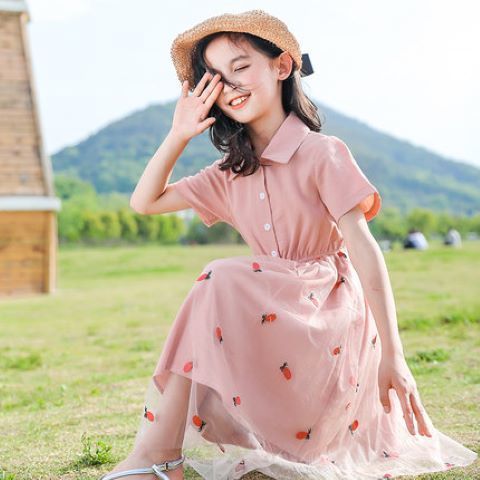 女童連衣裙春夏裝新款女孩公主裙中大童兒童夏季中長裙子