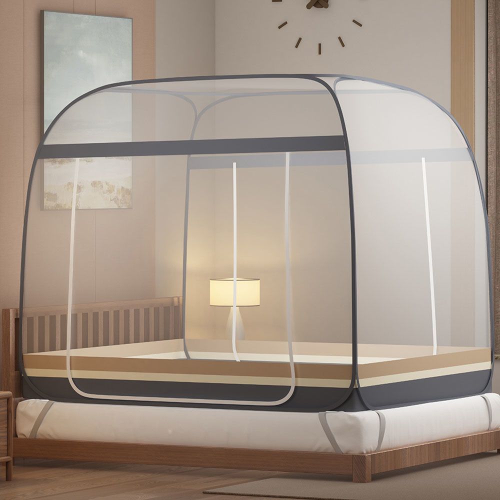 蒙古包蚊帐免安装可折叠1.5米床单双人1.8家用双门有底无底防掉床