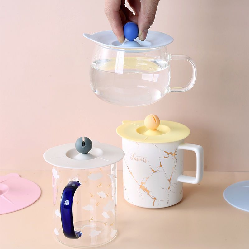 圆形硅胶杯盖通用陶瓷杯子盖子单卖玻璃水杯茶杯配件防尘马克杯盖