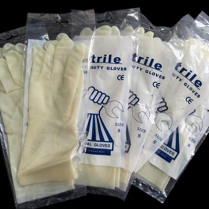 白色透明Nitrile丁晴腈手套 凯琳龙耐油耐酸碱 手撕鸭手套 加厚