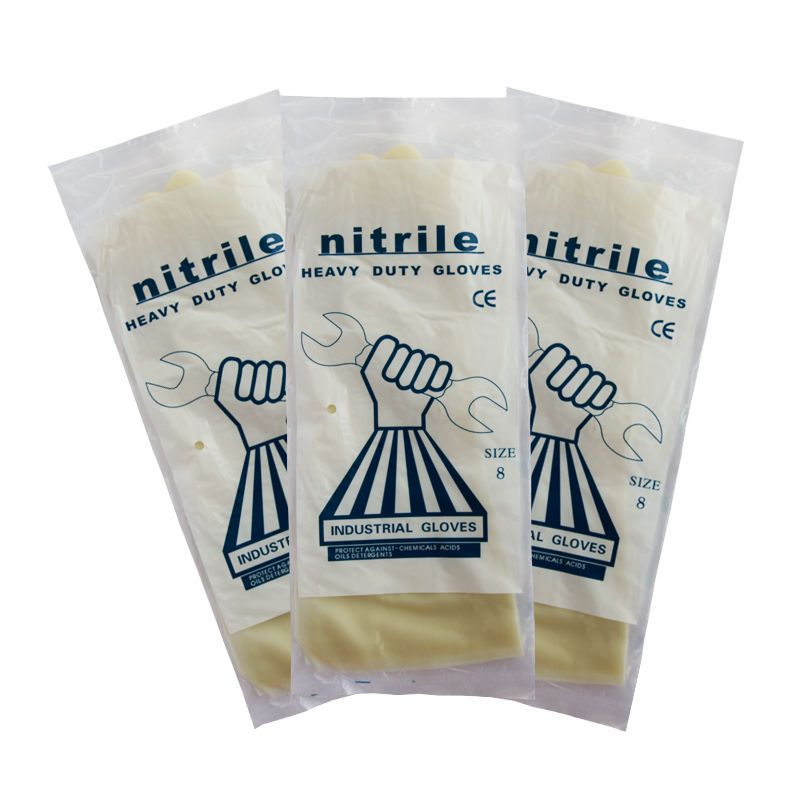 白色透明Nitrile丁晴腈手套 凯琳龙耐油耐酸碱 手撕鸭手套 加厚