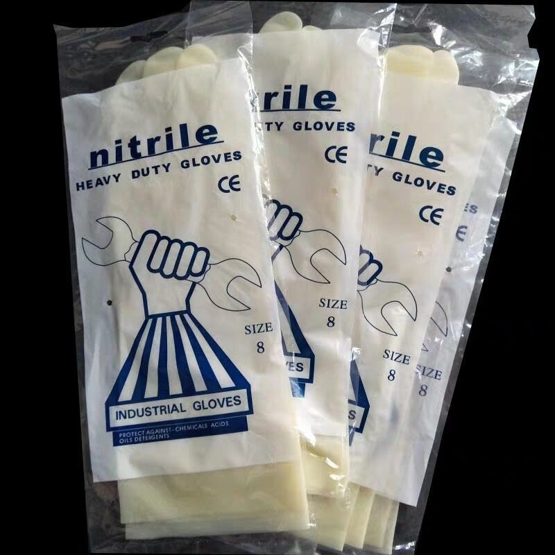 白色透明Nitrile丁晴腈手套 凯琳龙耐油耐酸碱 手撕鸭手套 加厚