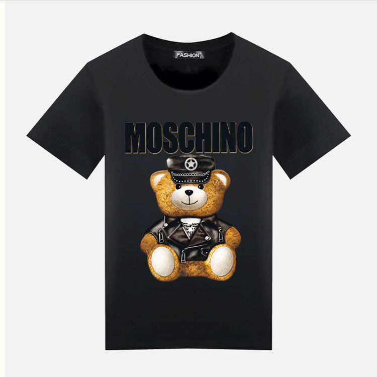 Black Hat Bear2021 summer new pattern Chaopai fashion Foreign style leisure time easy lovely Children's wear lovers Parenting fashion Short sleeve T-shirt