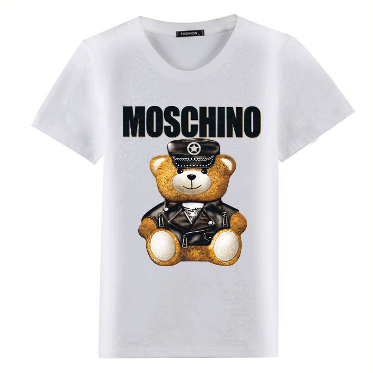 White Hat Bear2021 summer new pattern Chaopai fashion Foreign style leisure time easy lovely Children's wear lovers Parenting fashion Short sleeve T-shirt