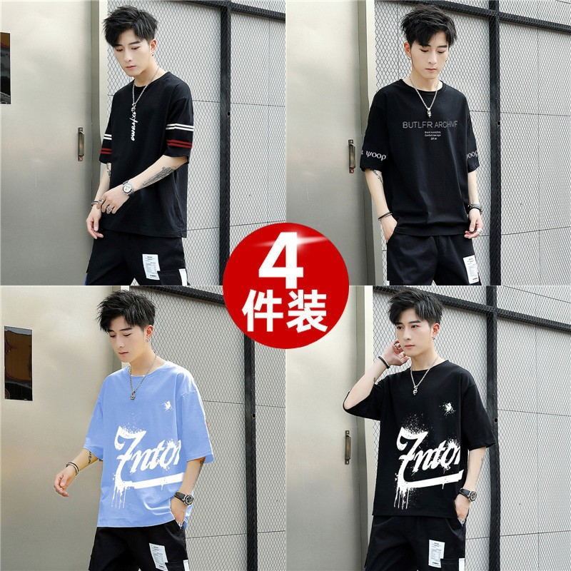 短袖t恤男士2021夏季新款印花潮流潮牌衣服潮ins半袖寬鬆韓版體恤