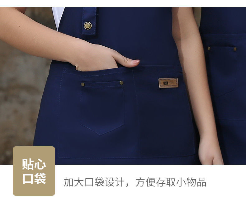 帆布围裙定制logo印字火锅店咖啡店餐饮美甲奶茶花店烘焙女工作裙