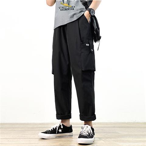 Casual pants men's summer thin section nine-point pants trendy brand straight loose pants spring and autumn Korean version trendy all-match overalls